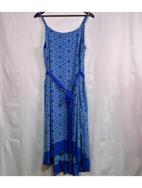 Lane Bryant Dress Size 14/16 Blue Sleeveless Midi Tie Waist Plus Size